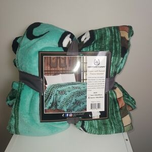 Western Linen Luxurious Flannel Fleece Blanket - Teal by